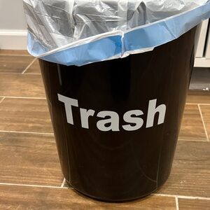 Black 'Trash' Waste Bin with White Lettering